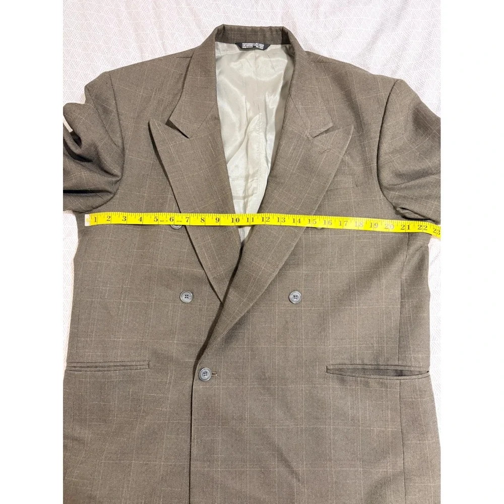 Vintage Falcone Blazer Jacket Size 44 Regular Double Breasted Glen Plaid Brown